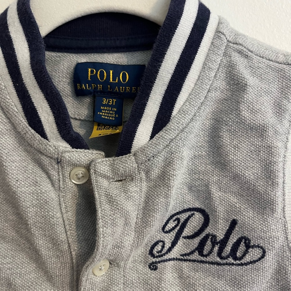 Ralph Lauren Kids Polo Shirt - Light Gray with Navy Accents